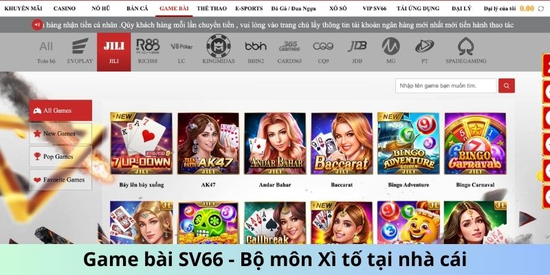 Game bài SV66 - Bộ môn Xì tố tại nhà cái